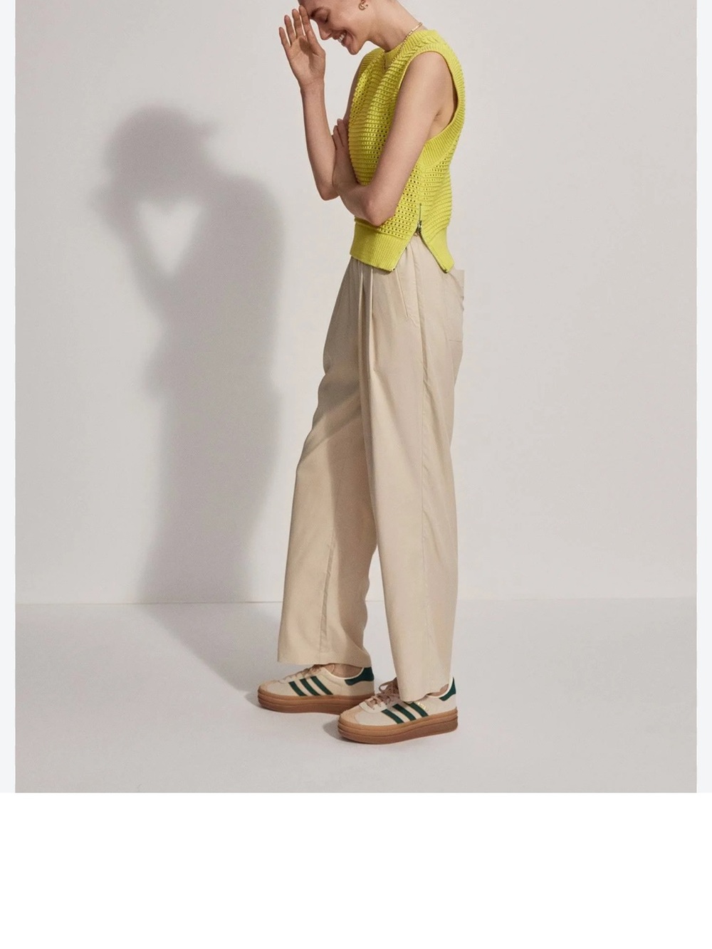 Varley Cream Wide-Leg High-Rise Trousers